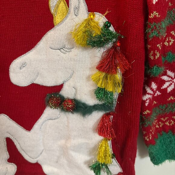 Magical Christmas Unicorn Holiday Sweater Size XL EUC - Picture 4 of 6